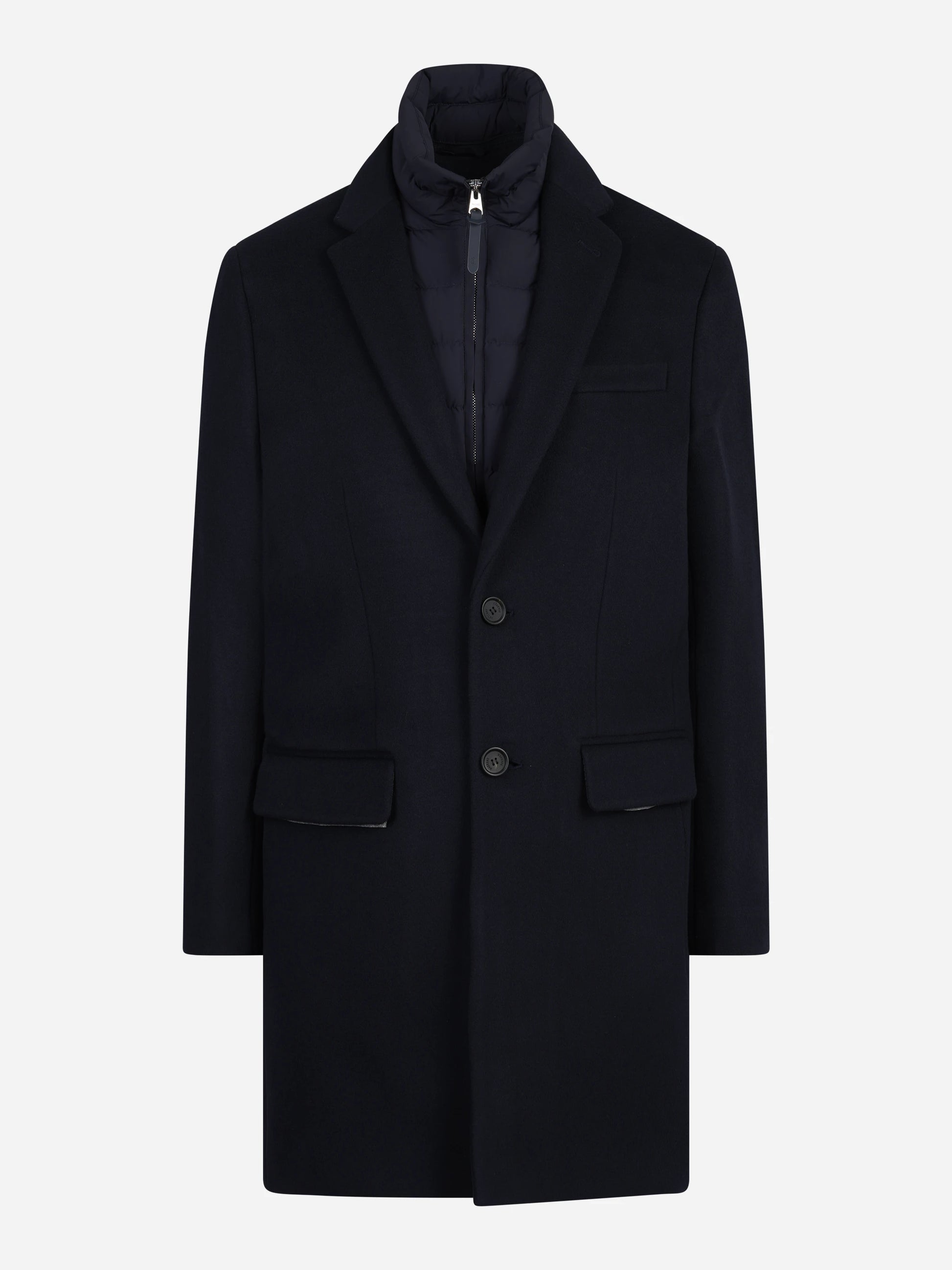 Cappotto 3-in-1 Skai in lana vergine blu - vista frontale
