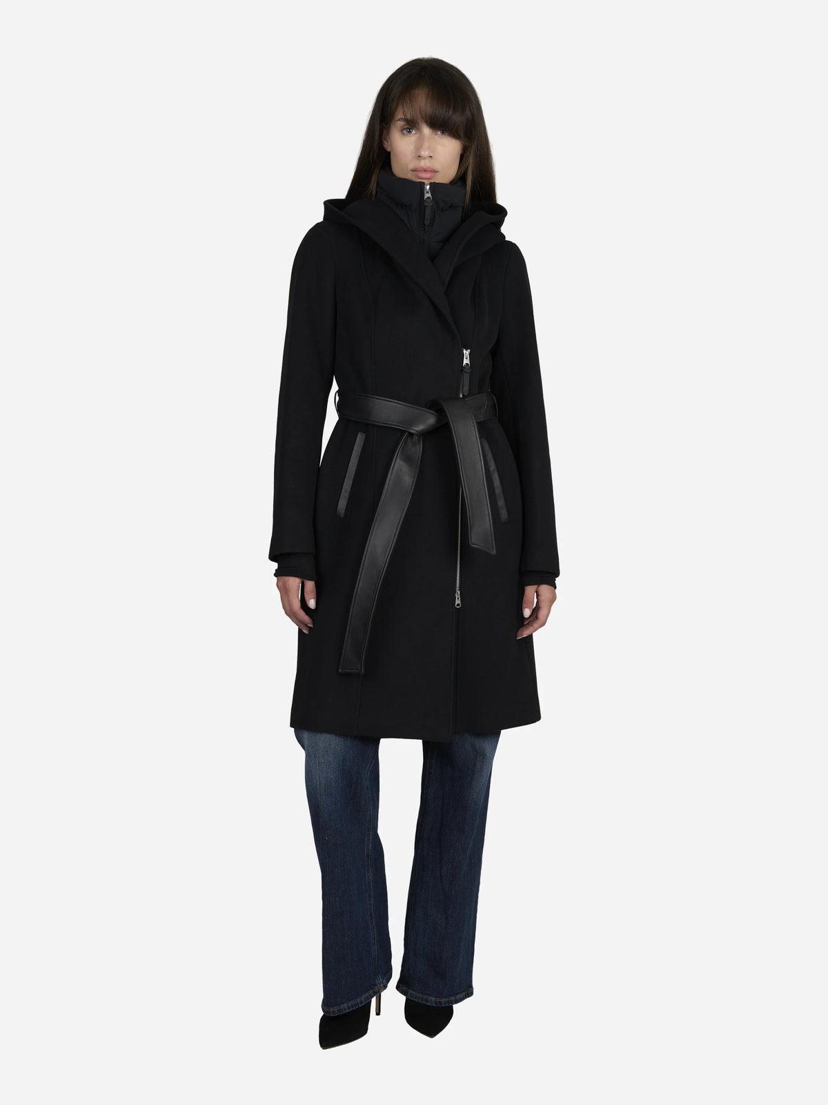 Cappotto 2-in-1 Shia-SLB nero - indossato, vista frontale