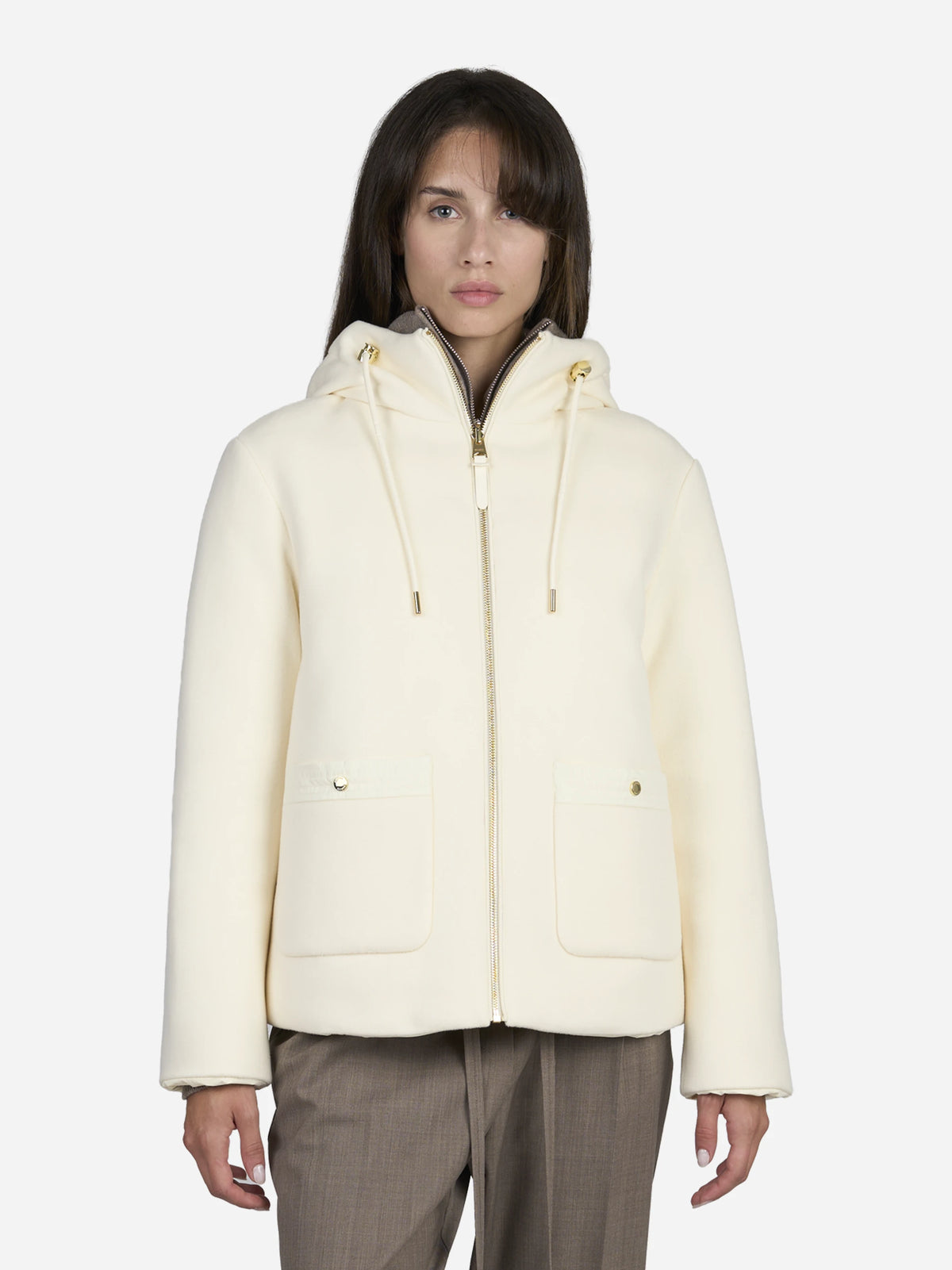 Giacca reversibile Singa beige - indossato, vista frontale