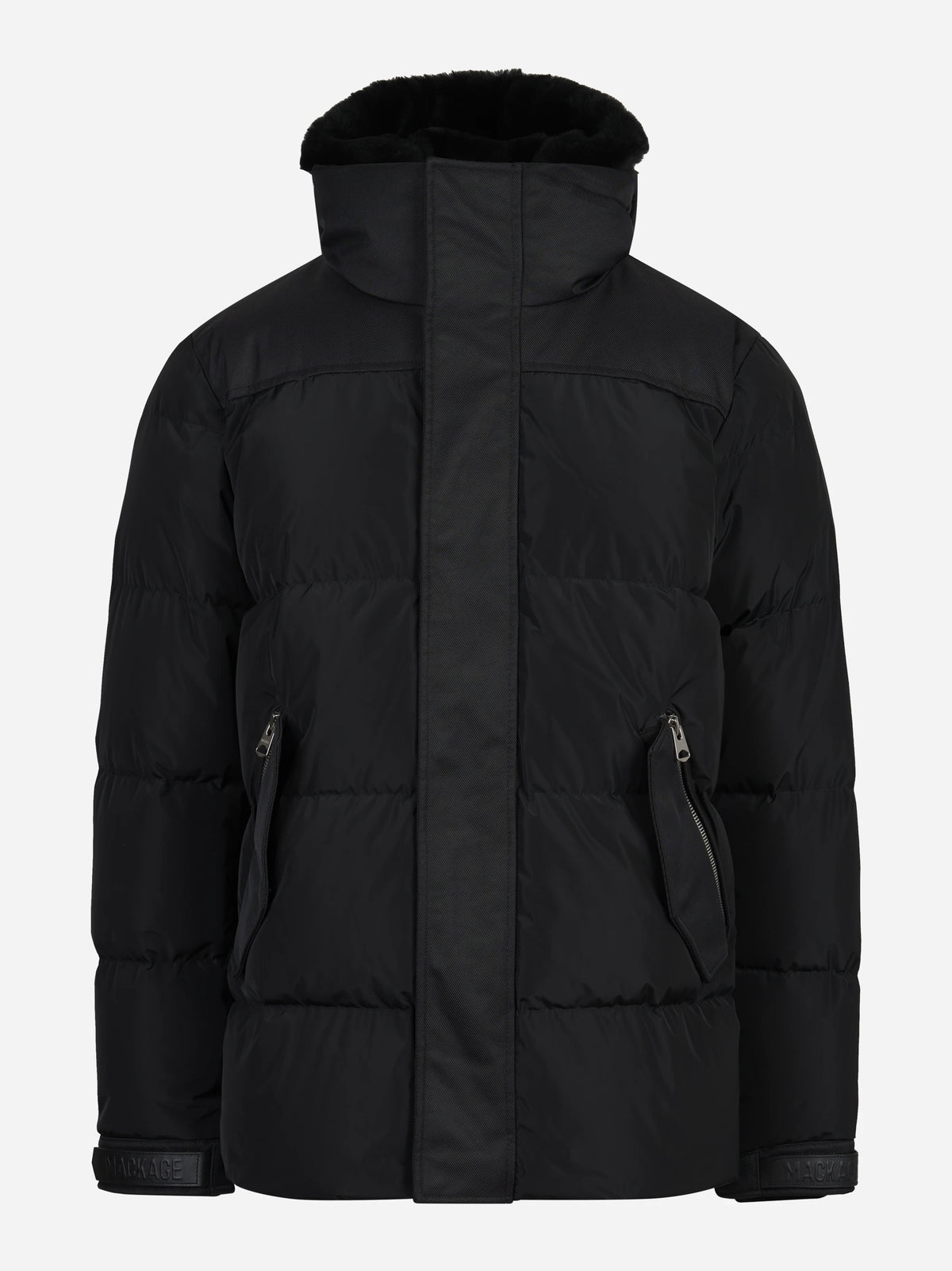 Piumino Riley con inserto in shearling nero - vista frontale