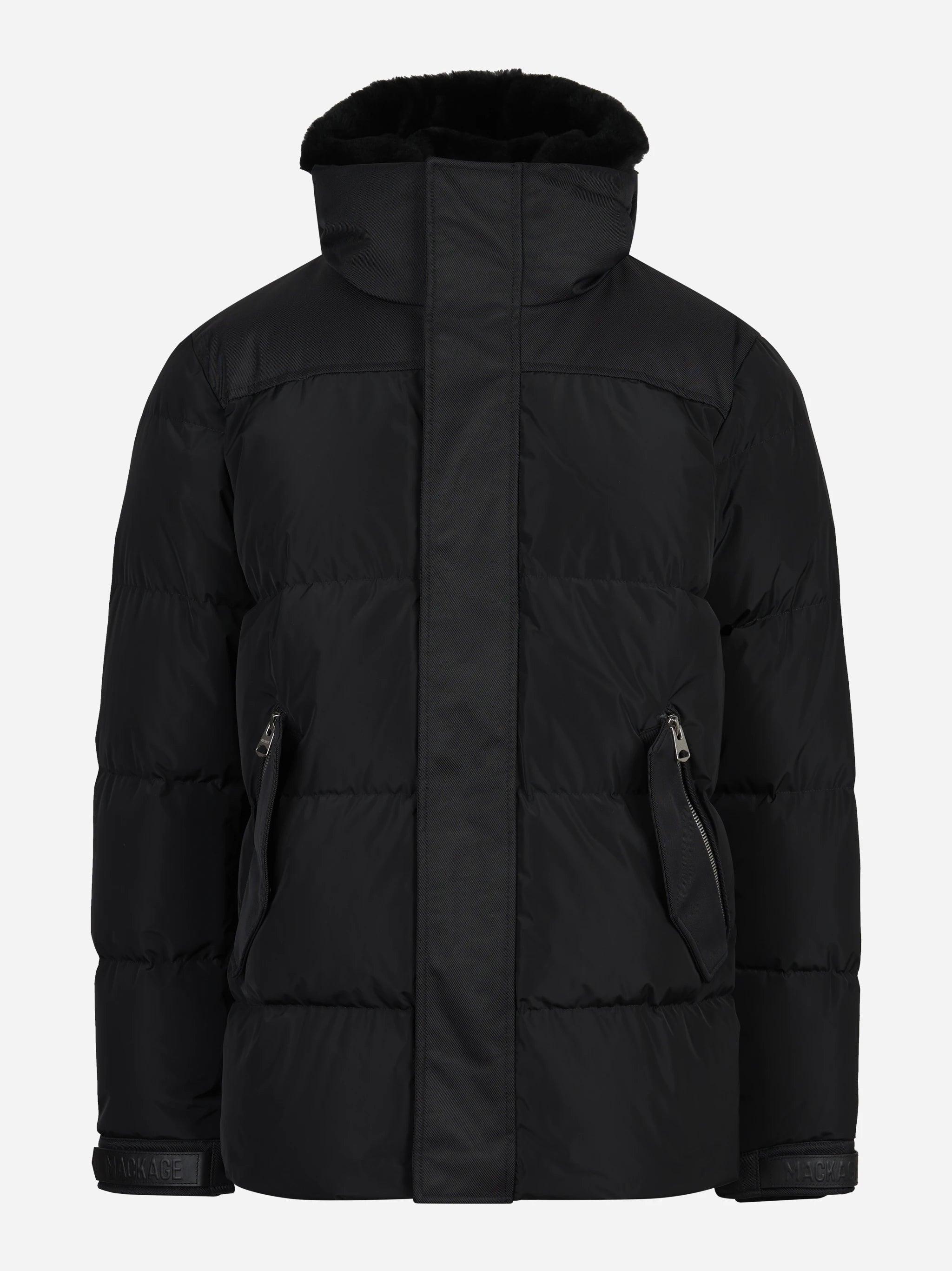 Piumino Riley con inserto in shearling nero - vista frontale