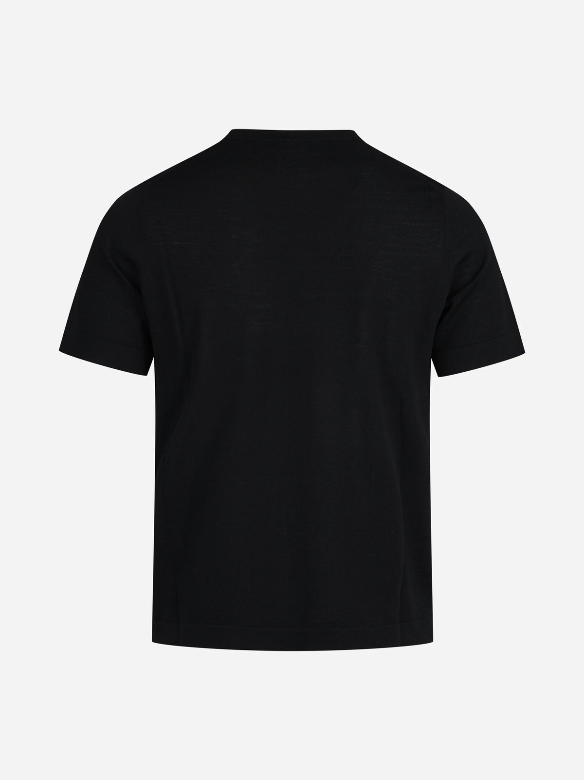 Maglia girocollo a maniche corte in lana nero - vista posteriore