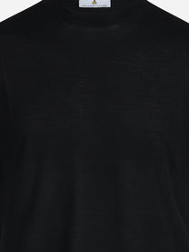 Maglia girocollo a maniche corte in lana nero - dettaglio del prodotto