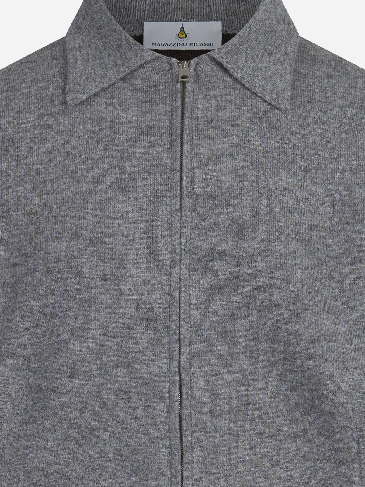 Bomber double in cashmere e lana grigio - dettaglio del prodotto