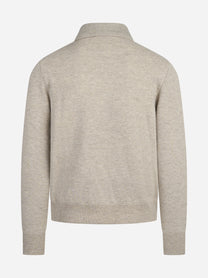 Bomber double in cashmere e lana beige - vista posteriore