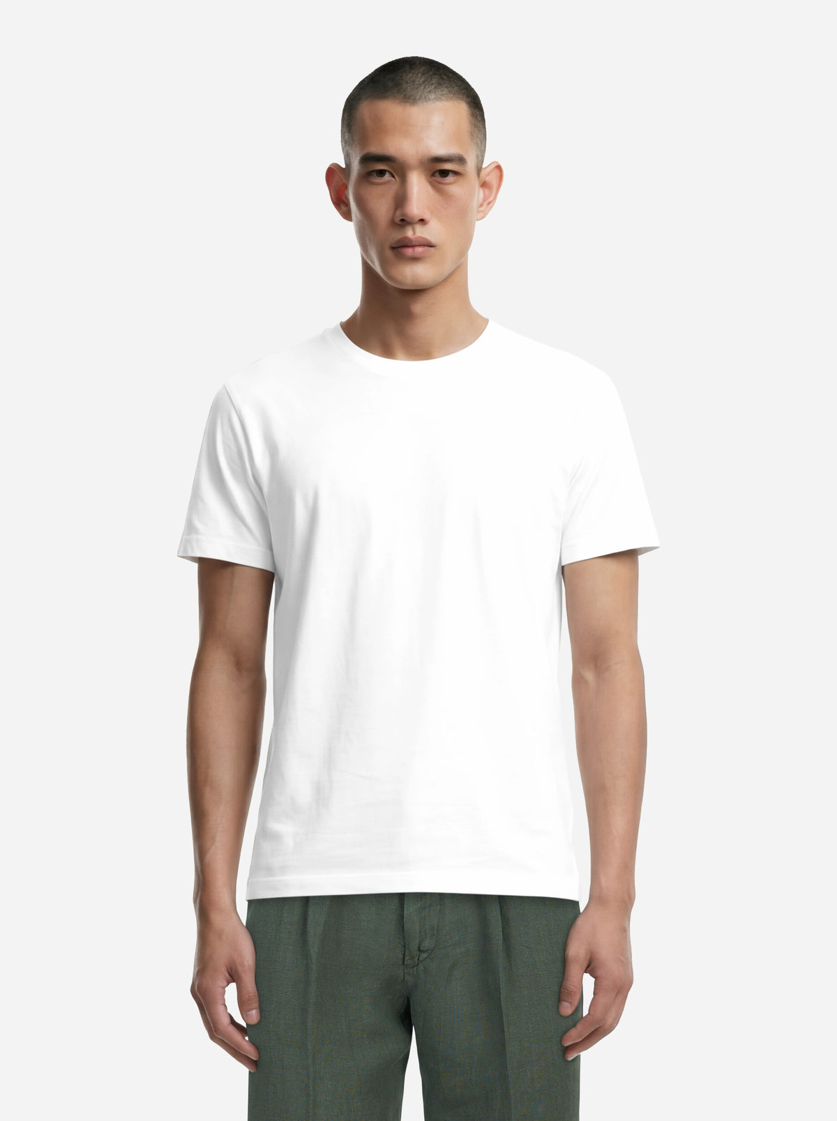 T-shirt Ossigeno in cotone stretch bianca - indossato, vista frontale