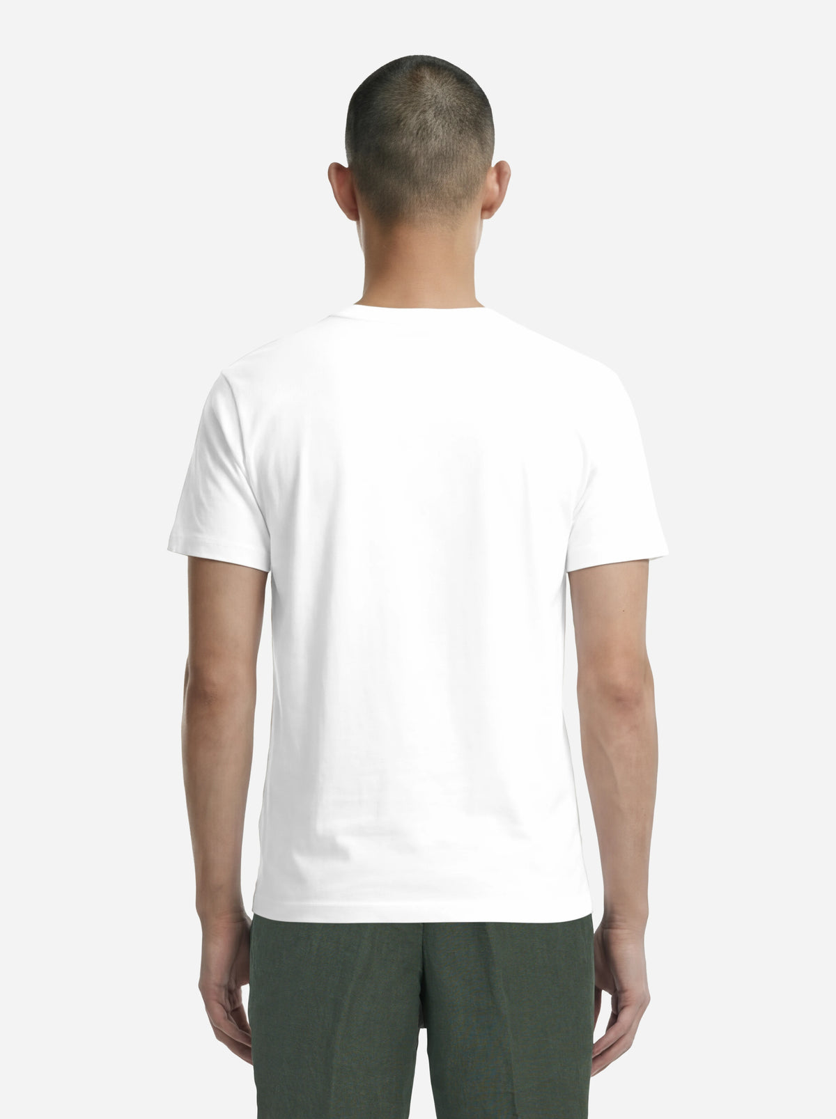 T-shirt Ossigeno in cotone stretch bianca - indossato, vista posteriore