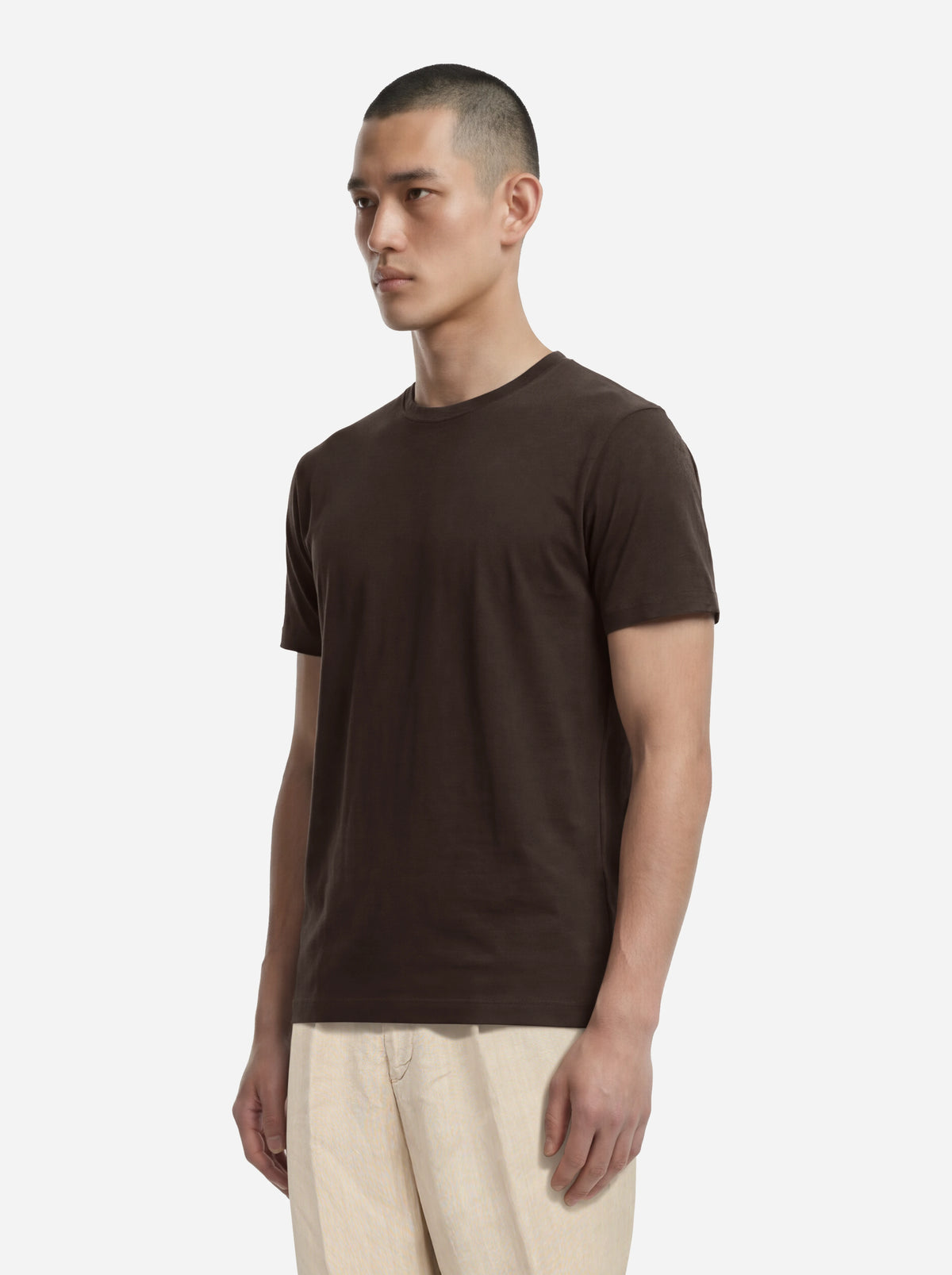 T-shirt Ossigeno in cotone stretch testa di moro - indossato, vista laterale