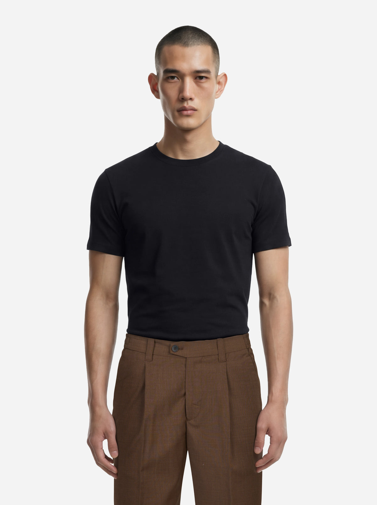 T-shirt Ossigeno in cotone stretch nera - indossato, vista frontale