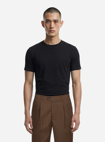 T-shirt Ossigeno in cotone stretch nera - indossato, vista frontale