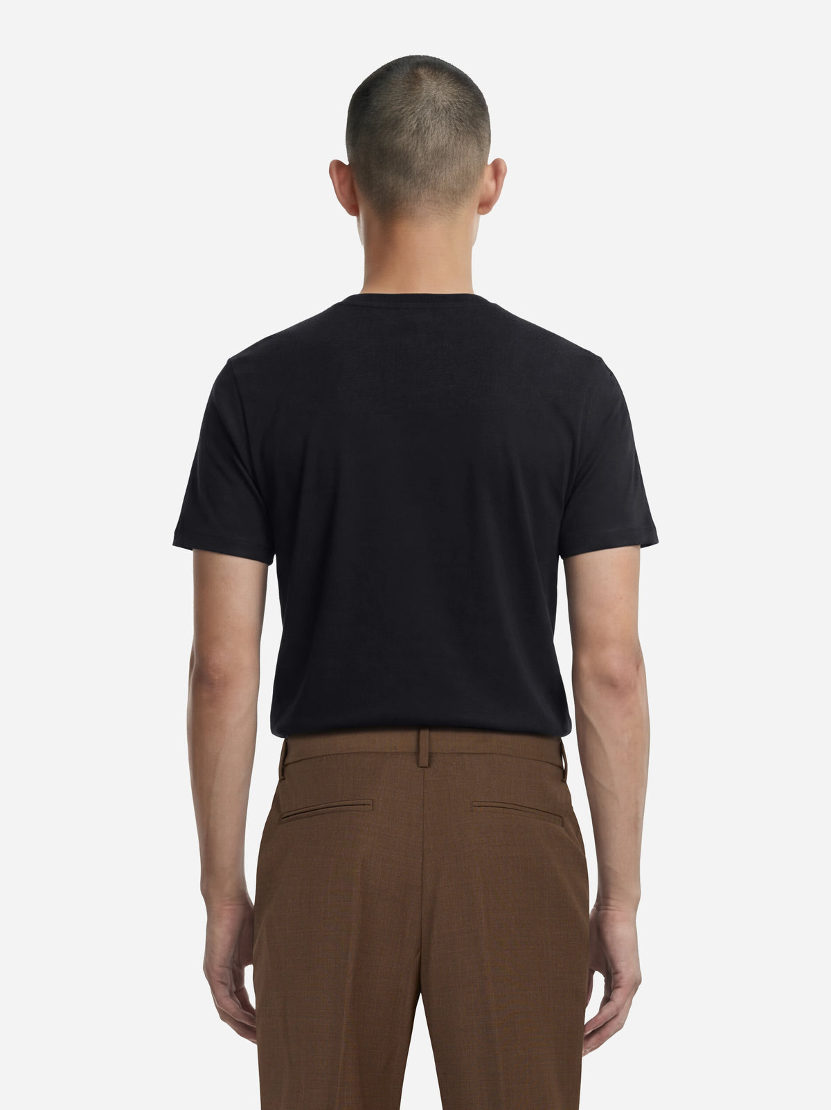 T-shirt Ossigeno in cotone stretch nera - indossato, vista posteriore