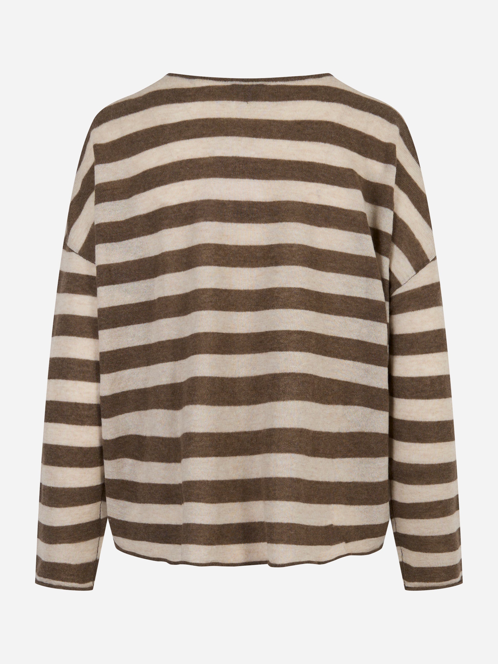 Maglia a righe marrone e panna in cashmere UNIVERSEL SPORT CHIC vista posteriore