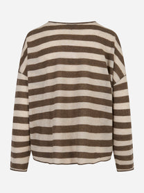 Maglia a righe marrone e panna in cashmere UNIVERSEL SPORT CHIC vista posteriore