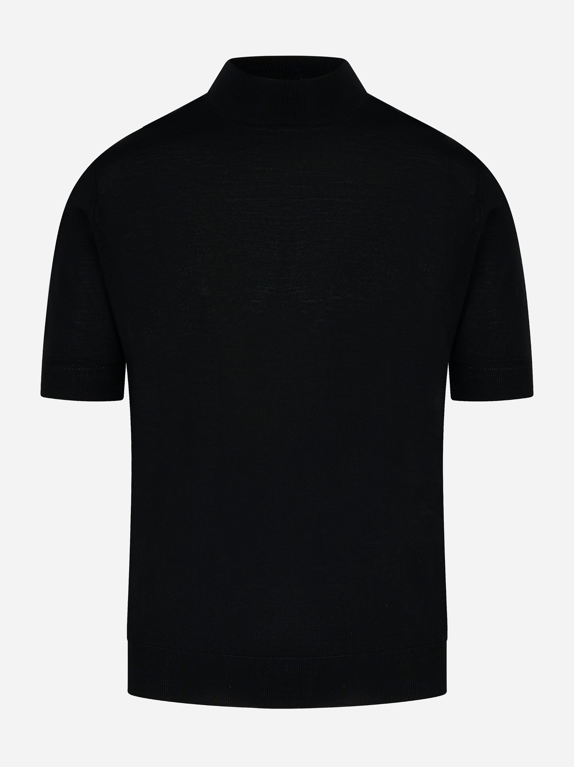 Maglia nera con collo lupetto in lana merinos PT TORINO - fronte