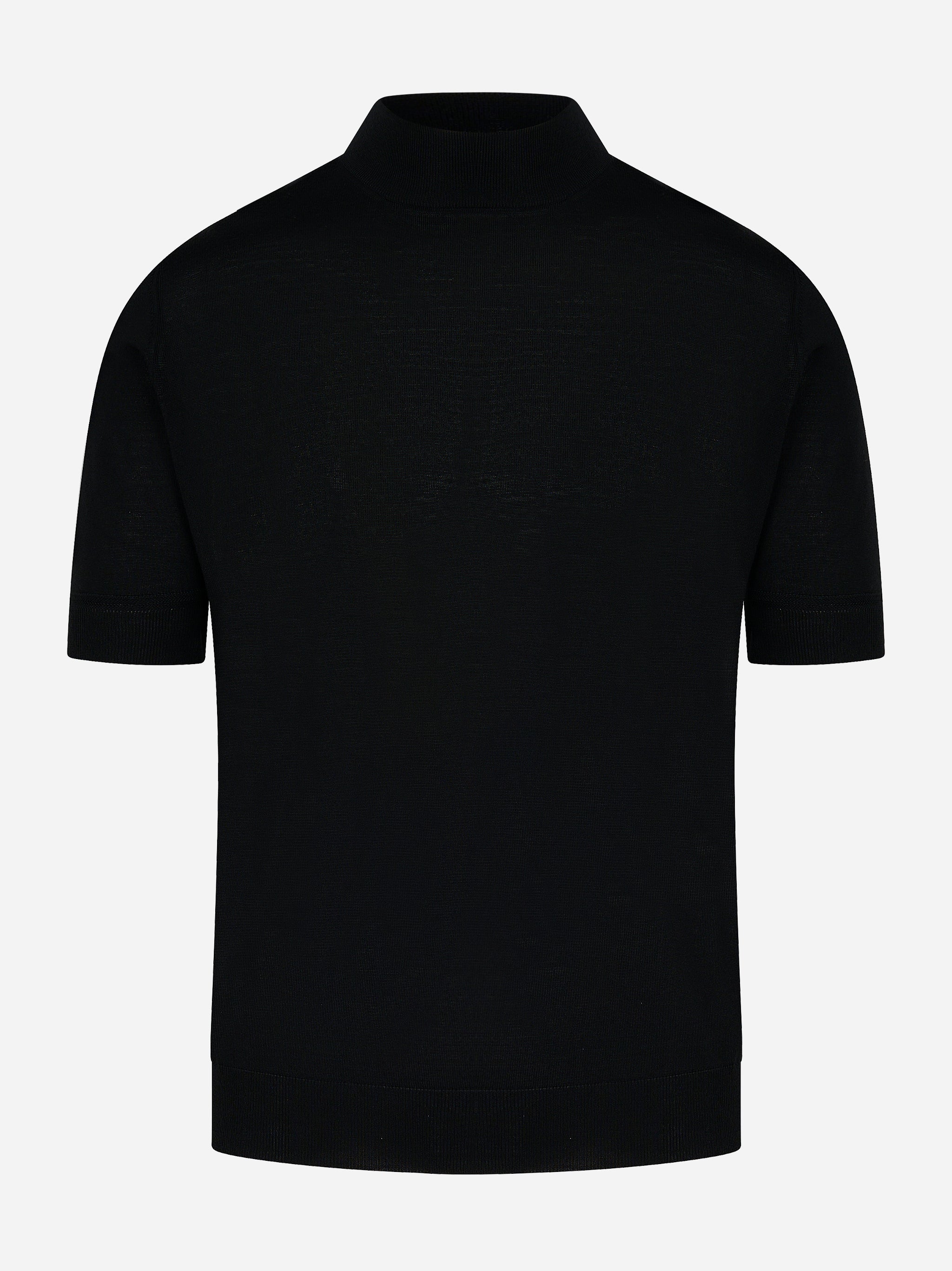 Maglia nera con collo lupetto in lana merinos PT TORINO - fronte