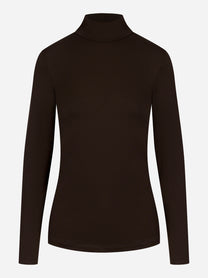 Maglia dolcevita Dondup in viscosa marrone vista frontale
