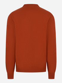 Maglia girocollo color mattone in lana merinos e cashmere LANEUS retro