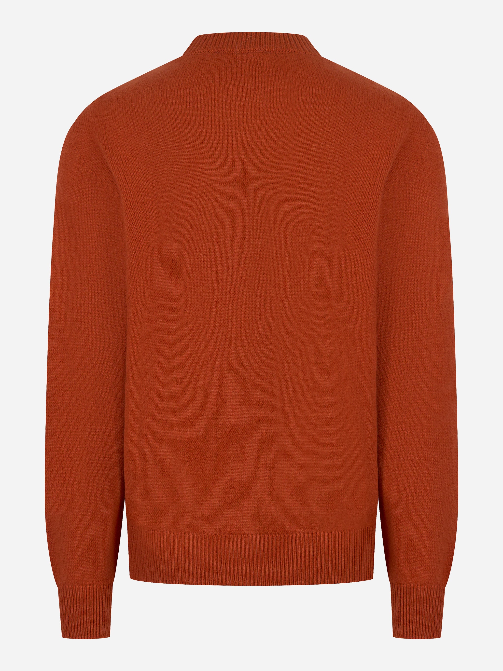 Maglia girocollo color mattone in lana merinos e cashmere LANEUS retro