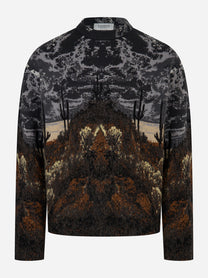 Maglia jacquard Laneus con motivo cactus e montagna vista frontale