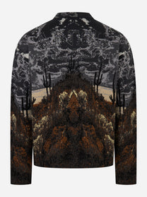 Maglia jacquard Laneus con motivo cactus e montagna vista posteriore