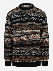 Maglia jacquard nera multicolor Laneus fronte
