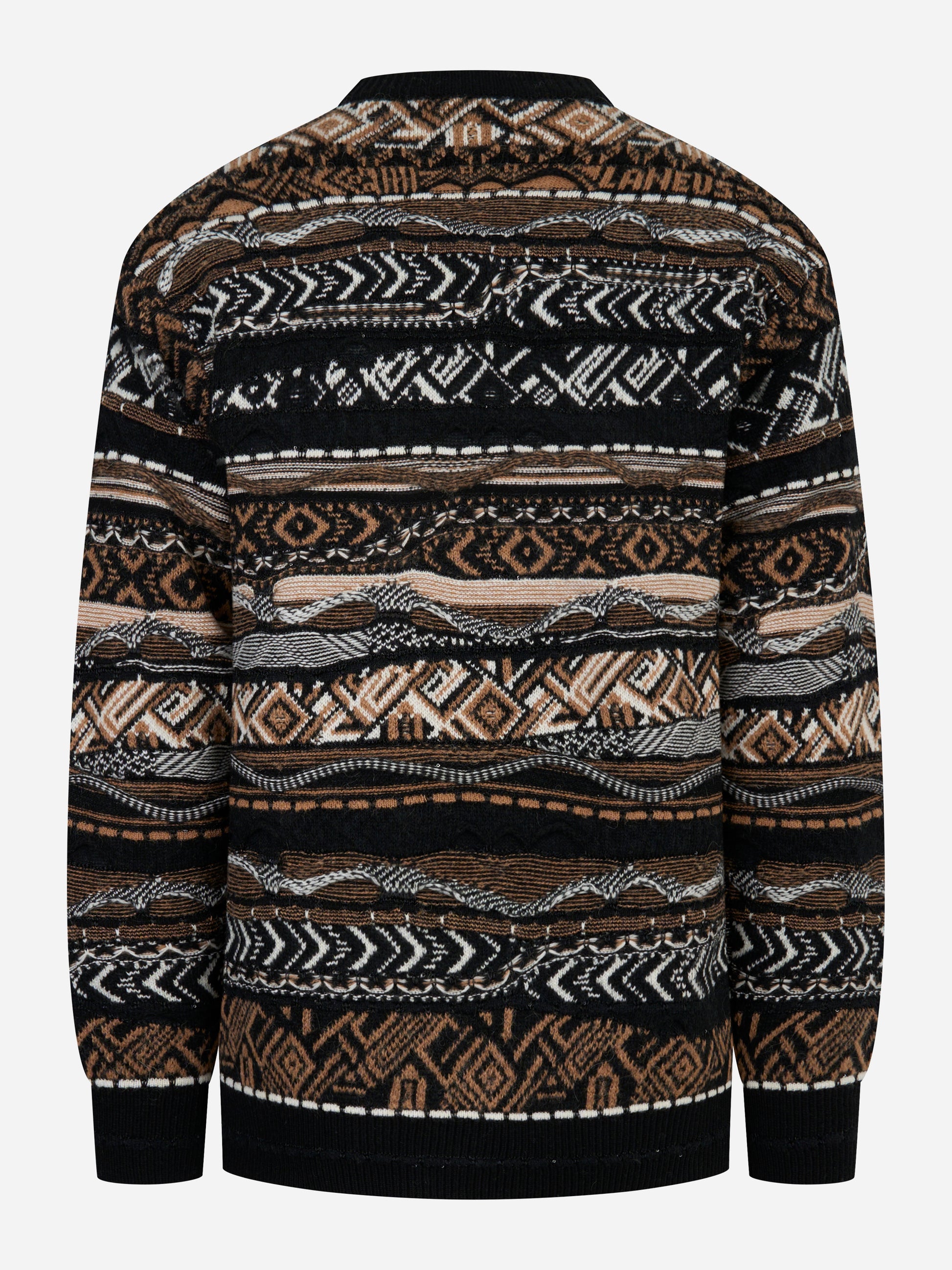 Maglia jacquard nera multicolor Laneus retro