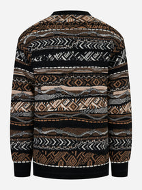 Maglia jacquard nera multicolor Laneus retro