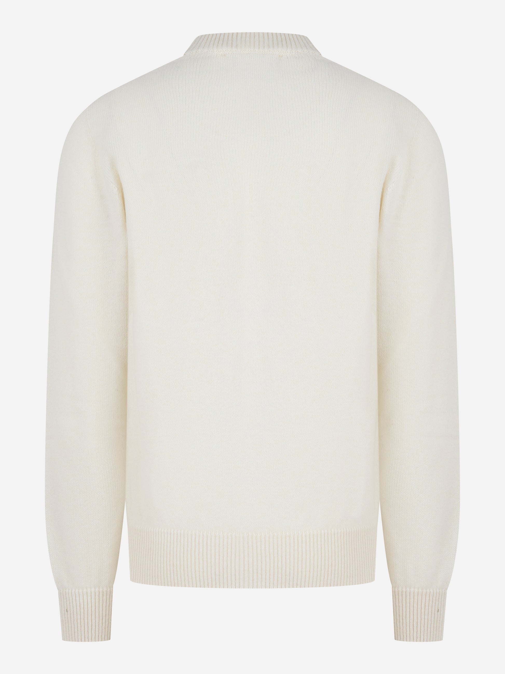 Maglia girocollo bianca in lana merinos e cashmere Laneus uomo - retro