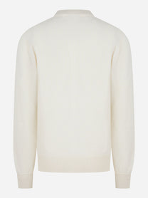 Maglia girocollo bianca in lana merinos e cashmere Laneus uomo - retro