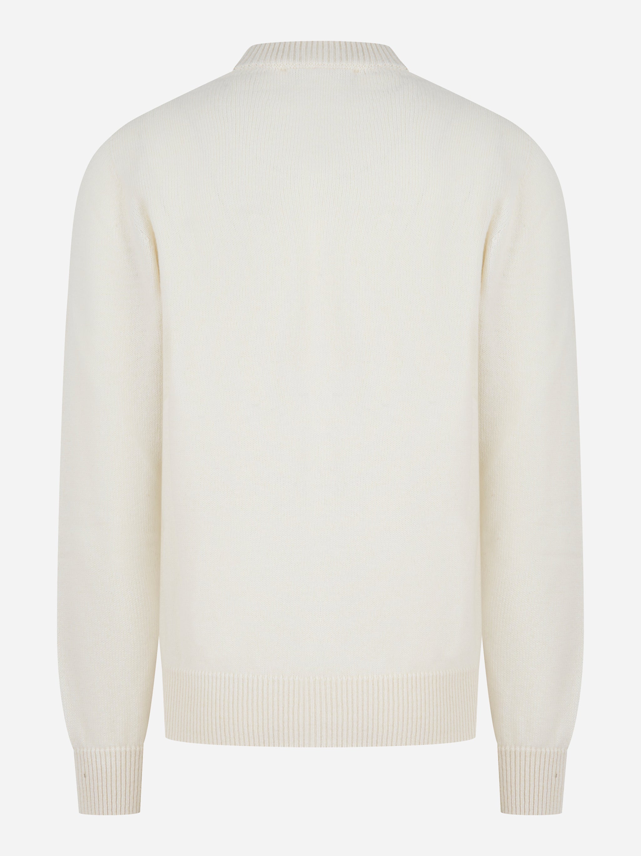 Maglia girocollo bianca in lana merinos e cashmere Laneus uomo - retro