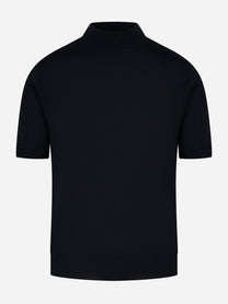 Maglia lupetto in lana merinos blu PT TORINO fronte