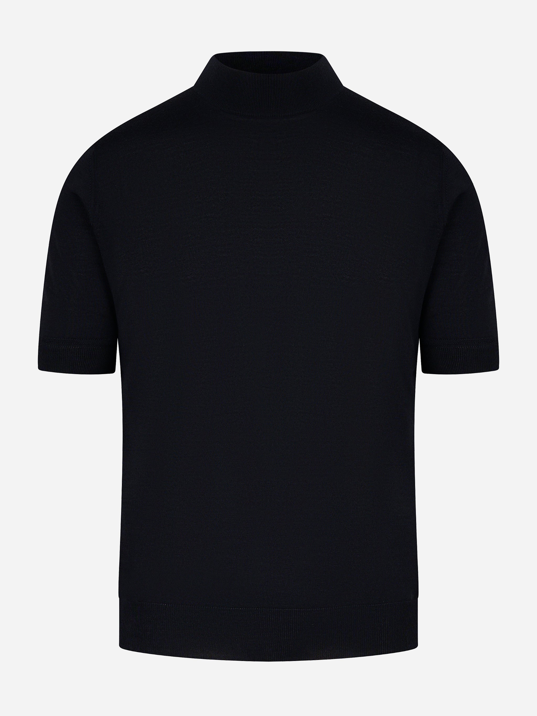 Maglia lupetto in lana merinos blu PT TORINO fronte