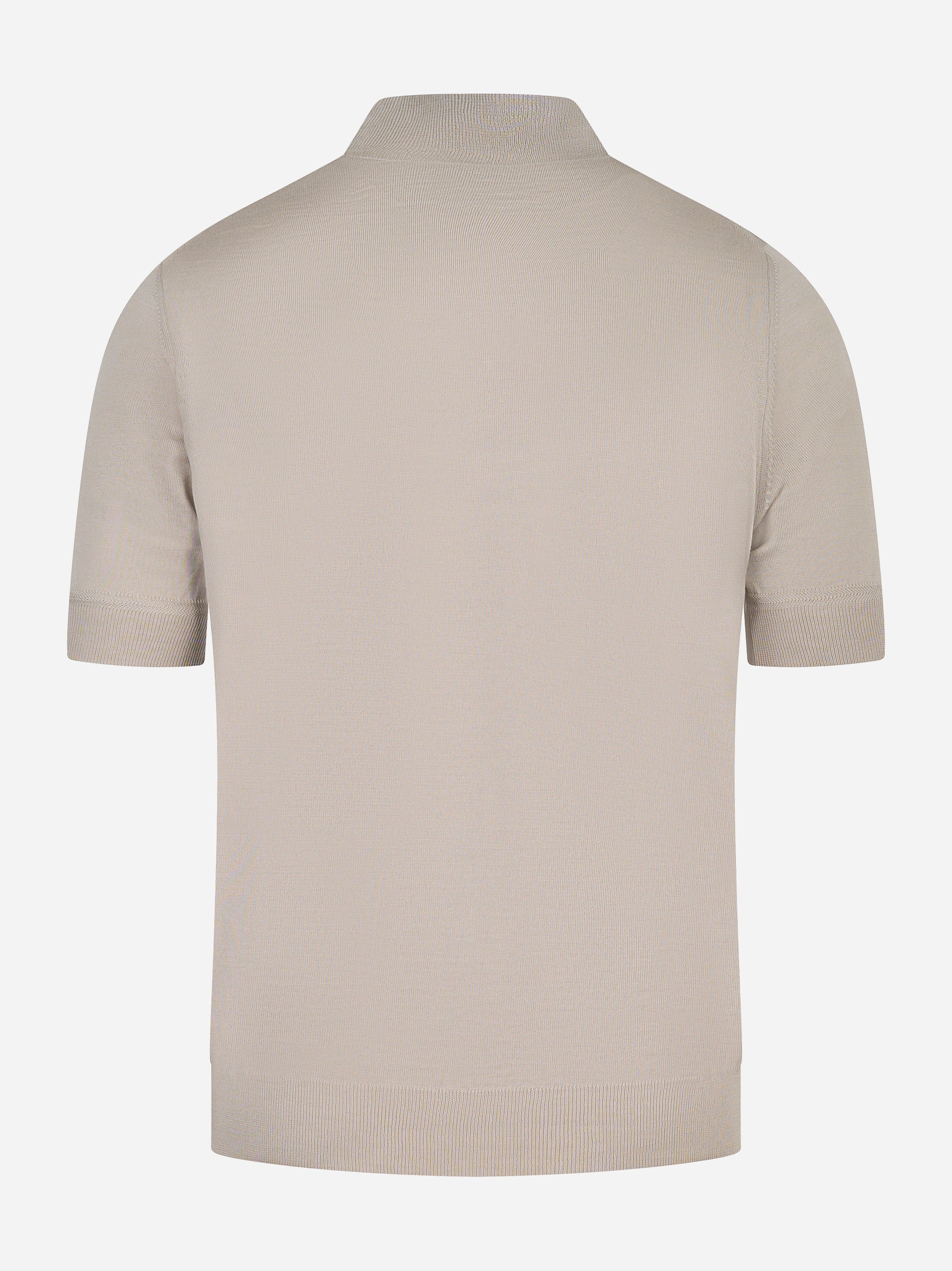 Maglia sabbia a manica corta in lana merinos con collo lupetto PT TORINO vista posteriore