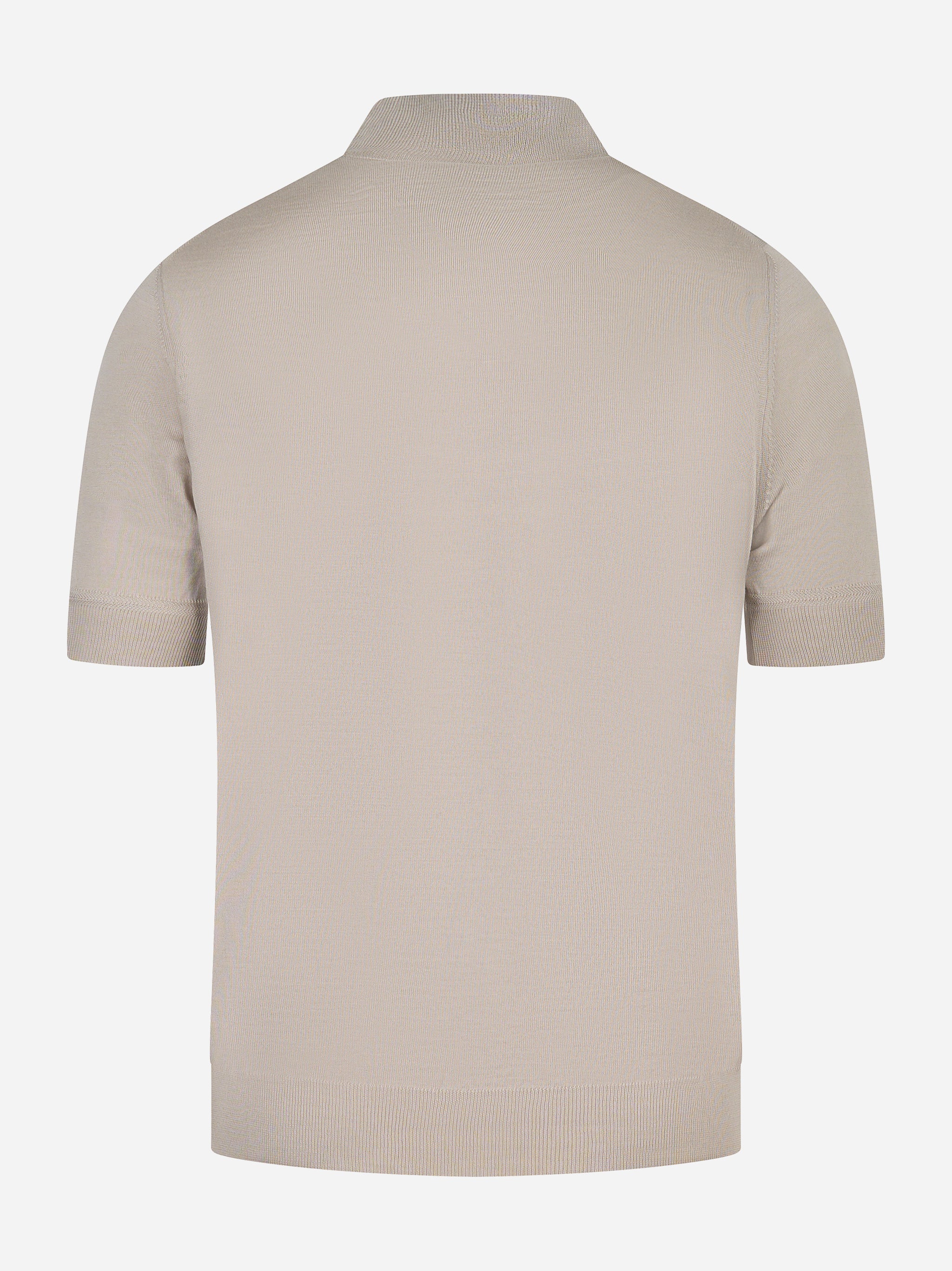 Maglia sabbia a manica corta in lana merinos con collo lupetto PT TORINO vista posteriore