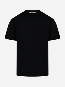 Maglia nera a manica corta in lana e cashmere LANEUS - fronte