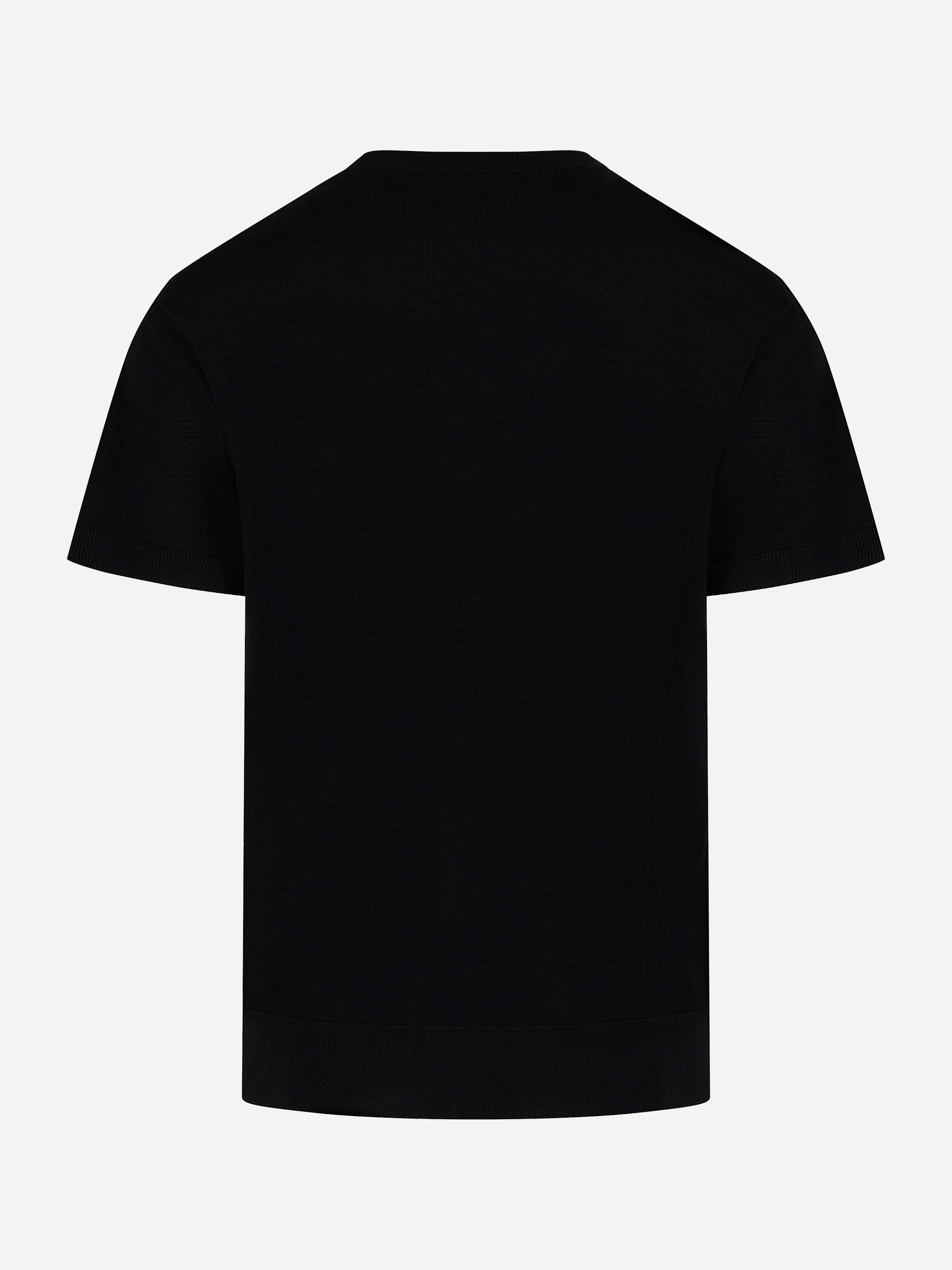Maglia nera a manica corta in lana e cashmere LANEUS - retro