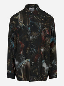 Camicia Wig in viscosa con stampa capelli - fronte