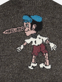 Maglia Pinocchio in lana mélange grigia - dettaglio del capo