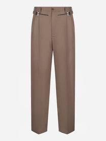 Pantalone con doppia pince in cotone marrone Magliano - vista frontale