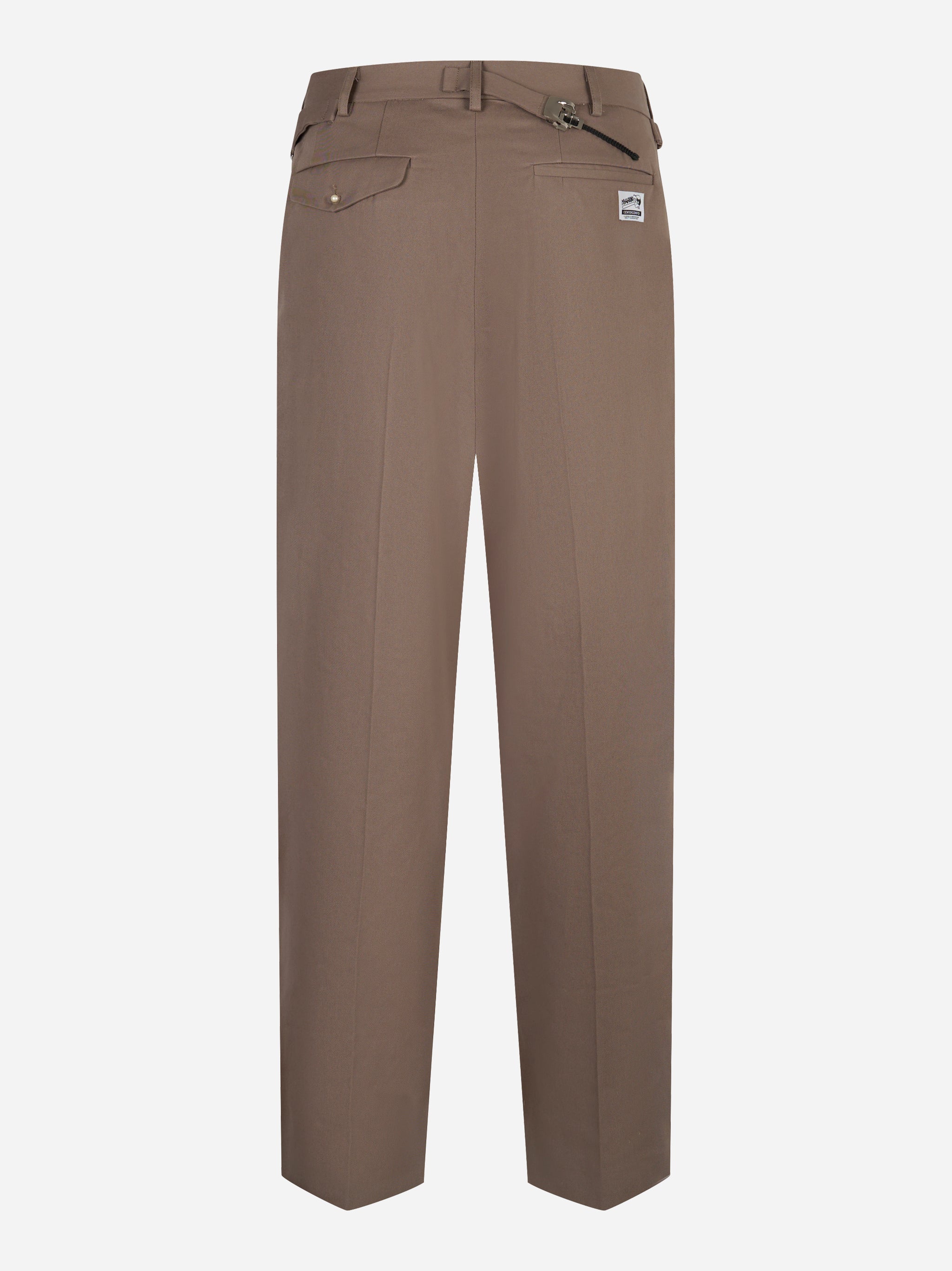 Pantalone con doppia pince in cotone marrone Magliano - vista posteriore