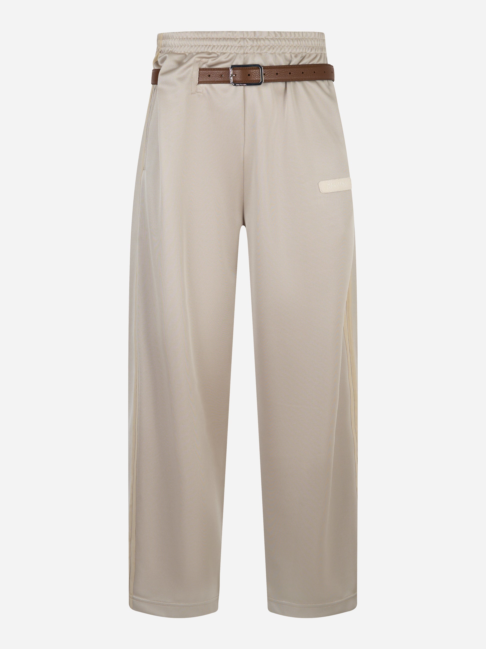 Pantalone Provincia in triacetato sabbia con cintura marrone integrata - Magliano