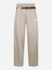 Pantalone Provincia in triacetato sabbia con cintura marrone integrata - Magliano