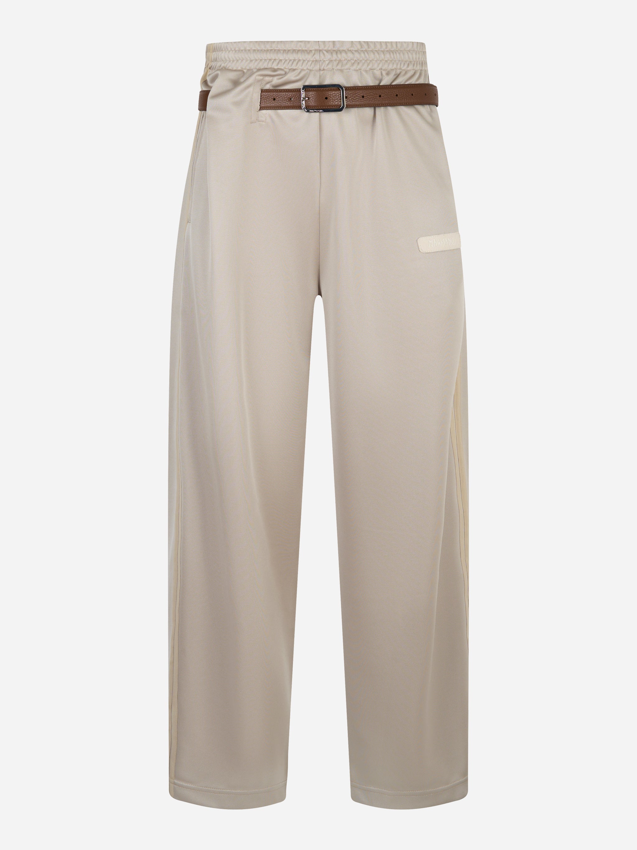 Pantalone Provincia in triacetato sabbia con cintura marrone integrata - Magliano