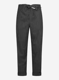 Pantaloni Nodo gessati in lana grigi - vista frontale
