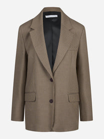 Blazer monopetto pied-de-poule marrone - vista frontale