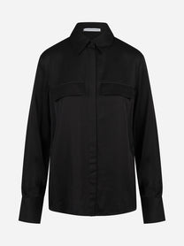 Camicia regular con piping blu - vista frontale
