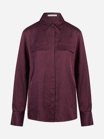 Camicia regular con tasche applicate bordeaux - vista frontale
