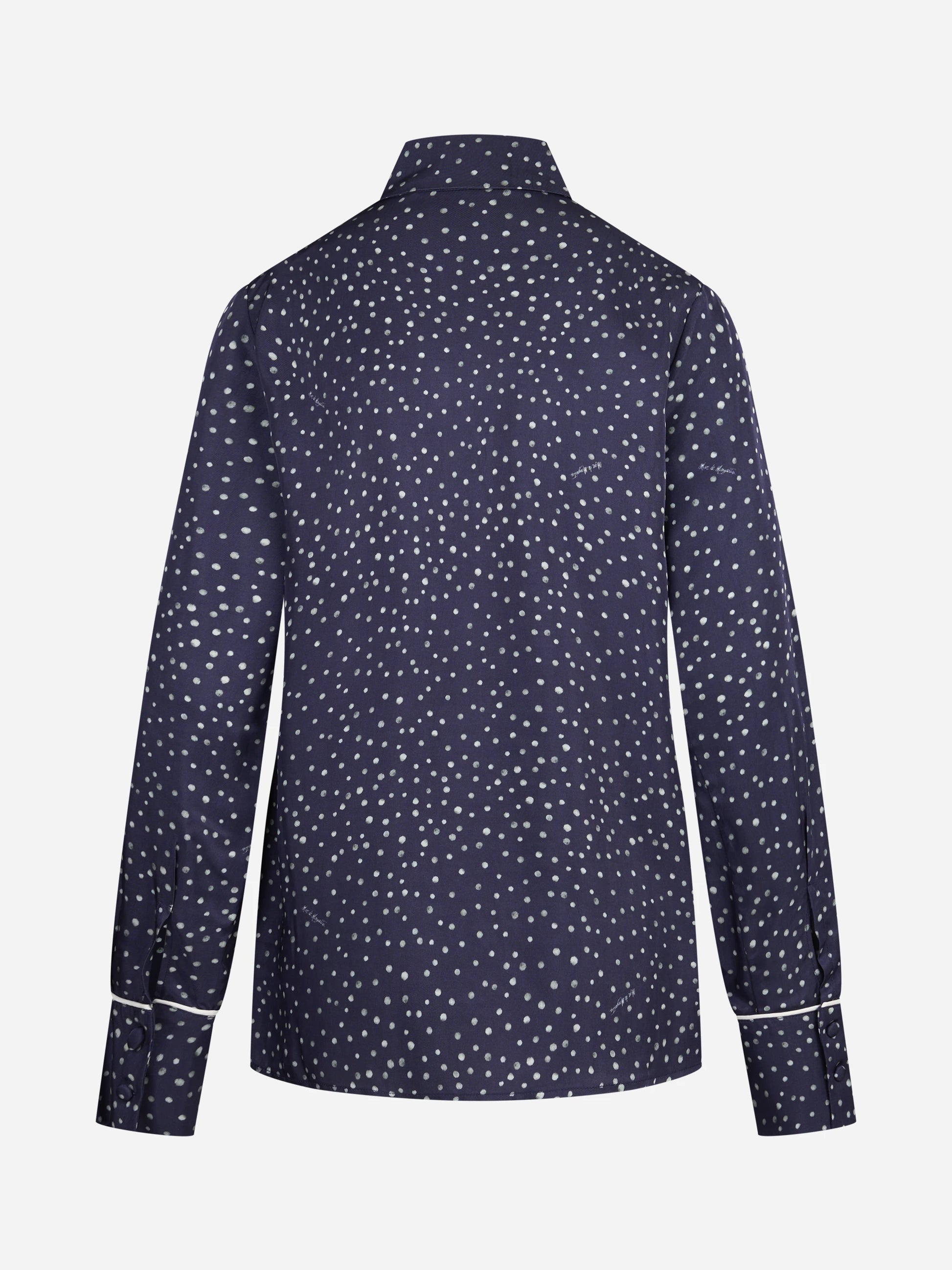 Camicia pigiama con piping e stampa pois blu - vista posteriore