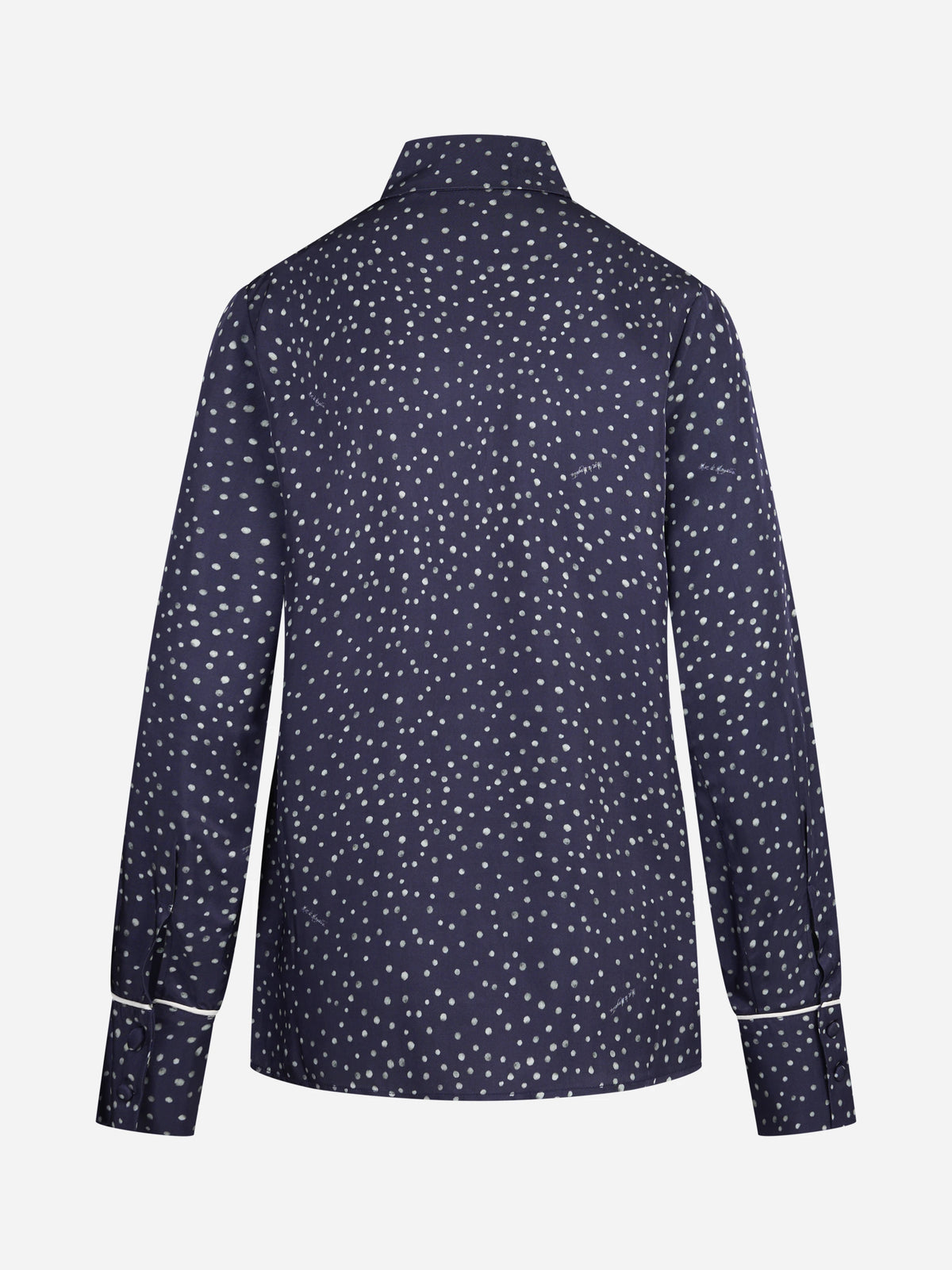 Camicia pigiama con piping e stampa pois blu - vista posteriore