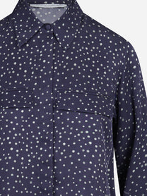 Camicia pigiama con piping e stampa pois blu - dettaglio del prodotto